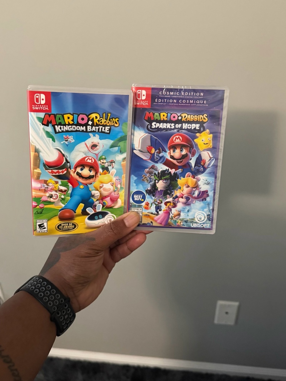 Nintendo Switch Mario + Rabbids Game Bundle - Blue & Purple Covers
